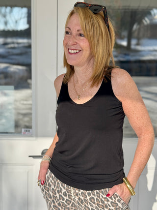 Terrera Effortless Bamboo Bra Tank in Black