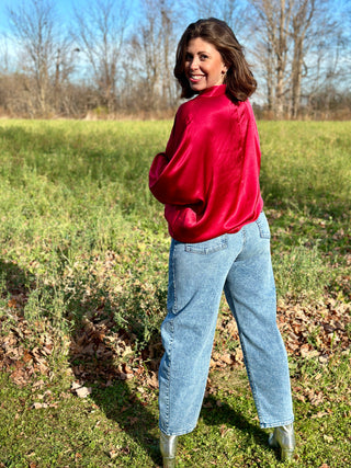 Melissa Nepton Heli Deep Red Satin Blouse