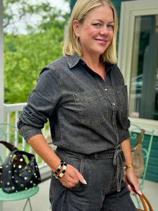 Gentle Fawn Griffin Black Washed Denim Snap-Front Shirt