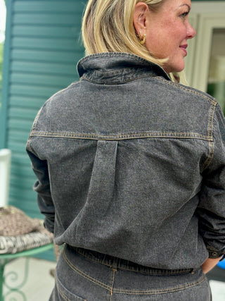Gentle Fawn Griffin Black Washed Denim Snap-Front Shirt