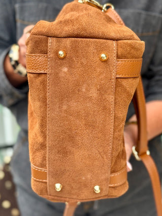 Mathilde Camel Suede Satchel