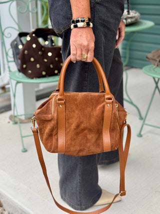 Mathilde Camel Suede Satchel