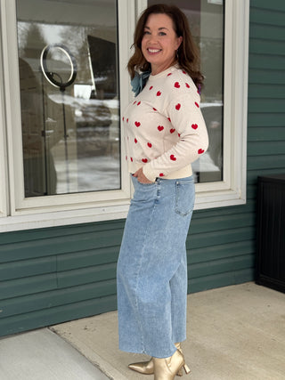 Yoga Denim Cropped Wide Leg Jean in Crisp Wind