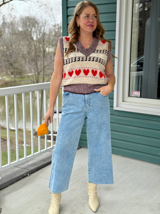 Yoga Denim Cropped Wide Leg Jean in Crisp Wind