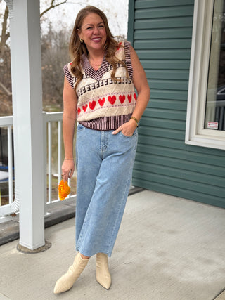 Yoga Denim Cropped Wide Leg Jean in Crisp Wind