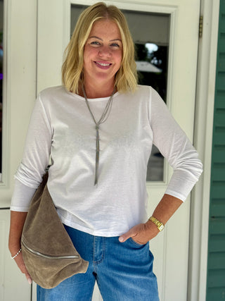 Gentle Fawn Claudia Long Sleeve White Tee