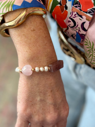 Calo Jewellery Raya Pearl & Pink Quartz Bracelet