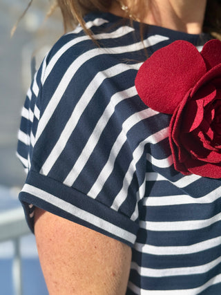 FIG Carolina Short Sleeve Top in Night Stripe