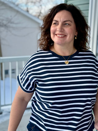 FIG Carolina Short Sleeve Top in Night Stripe