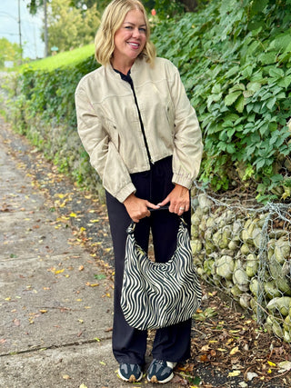 Yoga Denim Bubble Denim Jacket in Almond