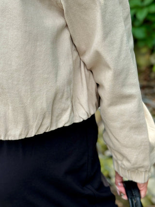 Yoga Denim Bubble Denim Jacket in Almond