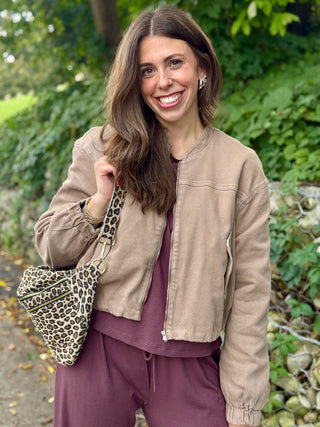 Yoga Denim Bubble Denim Jacket in Mocha
