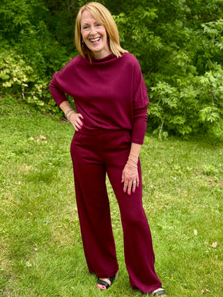 *Pre-Order Beddome Demi-Knit Long-Sleeve  Merlot Funnel Neck