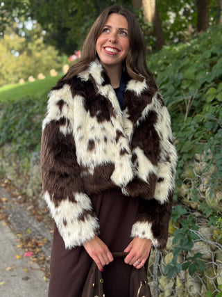Astrid Faux Fur Brown & White Bomber