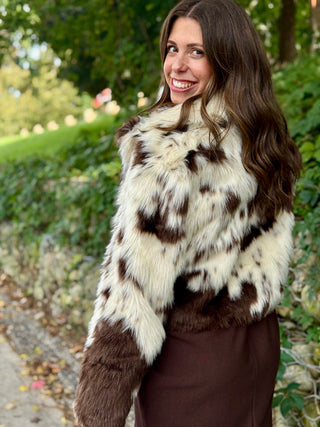Astrid Faux Fur Brown & White Bomber
