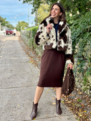 Astrid Faux Fur Brown & White Bomber