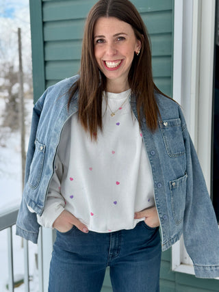 Brunette The Label Multi Heart Girlfriend Crew