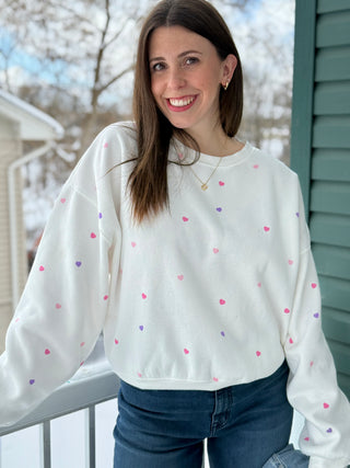 Brunette The Label Multi Heart Girlfriend Crew