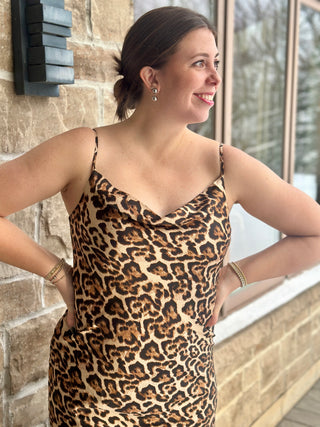 Brunette the Label Leopard Slip Dress