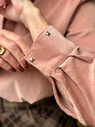 Lele de Baltzac Bonnie Studded Shirt in Blush