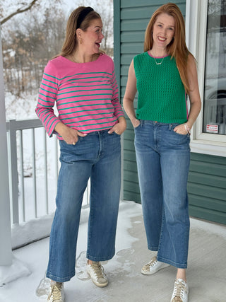 Fidelity Hyacinth Wide Crop Jean in Delfi Blue