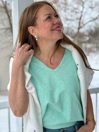 Hatley Sadie V-neck Tee in Sea Glass