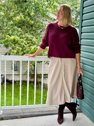 Astrid Emerson Cream Cord Skirt