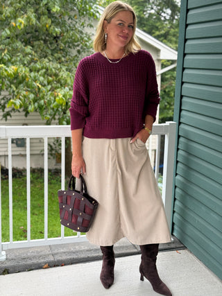 Astrid Emerson Cream Cord Skirt