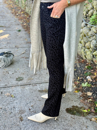 Beddome Flocked Leopard Straight Leg Jean