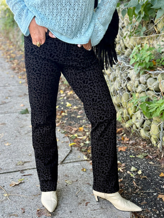 Beddome Flocked Leopard Straight Leg Jean