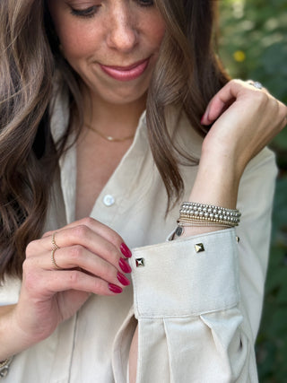 Lele de Baltzac Bonnie Studded Shirt in Bone