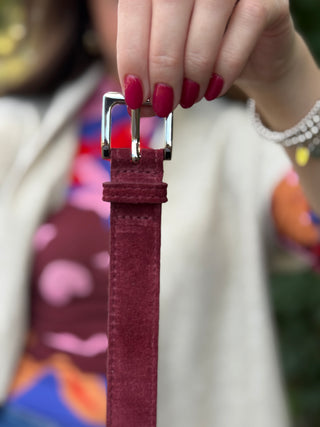 Brave Leather Millie Belt in Crimson Suede