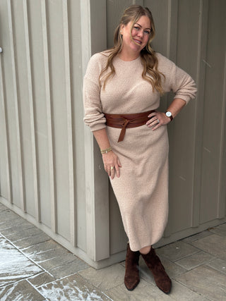 Smash & Tess Soft Love Midi Dress in Almond