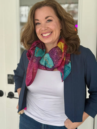 Risa Coral Bloom Silk Scarf