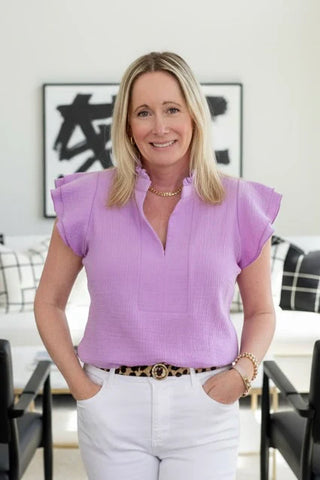 Dotty Lavender Cotton Gauze Blouse