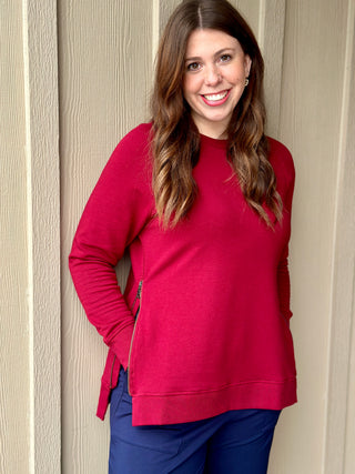 Cranberry Side-Zip Sweatshirt
