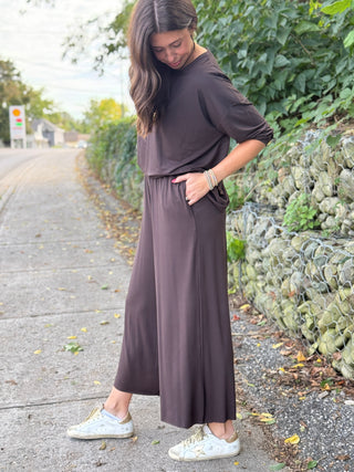 Paper Label Leif Cropped Pant in Chocolate Torte