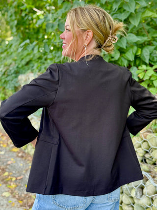Pistache Stretch Ponte Collarless Blazer