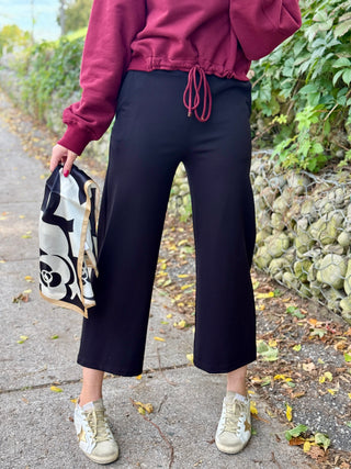 Pistache Ponte Pull-On Wide Crop Trouser