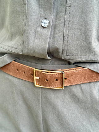 Brave Leather Caloe Belt in Castoro Suede