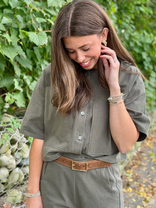Brave Leather Caloe Belt in Castoro Suede