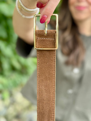 Brave Leather Caloe Belt in Castoro Suede