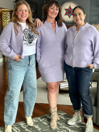 Smash & Tess Rory Zip Up Sweater in Wintry Lavender