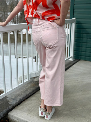 Yoga Denim Maya Lily Wide Leg Jean in Light Pink