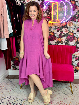 High-low Linen Dress in Orchid