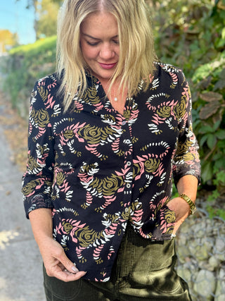 White Stuff Black Tiger Annie Jersey Shirt