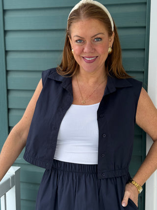 Pistache Polished Poplin Vest Top