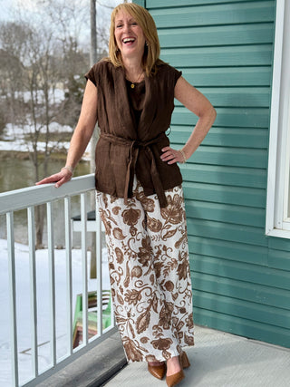 Pistache Paisley Linen Trouser