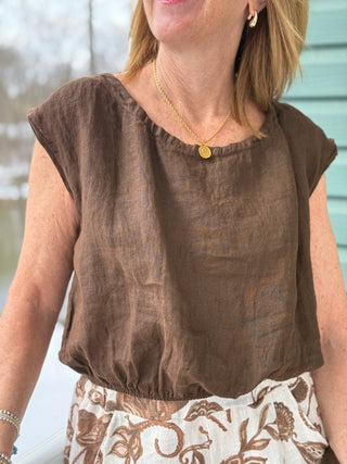 Pistache Cropped Elastic Bottom Top