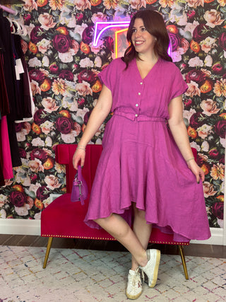 High-low Linen Dress in Orchid